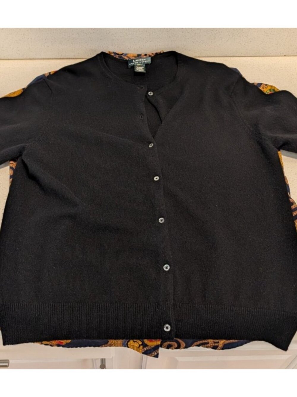 Lauren Ralph Lauren Womens Black 100% Cashmere Crewneck Button-Up Cardigan Sweat - Picture 15 of 15